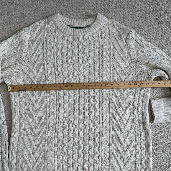 American Eagle Cable Knit Sweater Size XLT Ecru Cotton Fisherman Cream - Picture 4 of 9